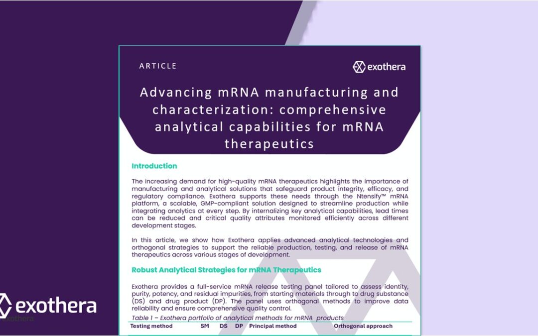 Advancing mRNA manufacturing and characterization: comprehensive analytical capabilities for mRNA therapeutics